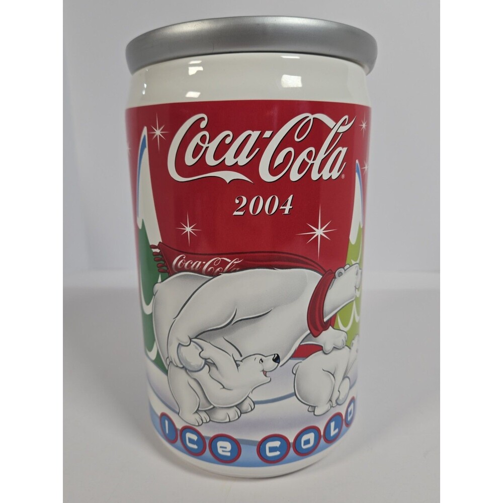 Coca-Cola 2004 Polar Bear Ice Cold Ceramic Cookie Jar Houston Harvest 10.5"